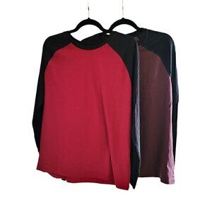 2 George Men's Long Sleeve Crewneck Raglan T-Shirt NWT Men's Size Medium